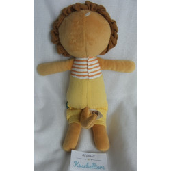 Fehn - DM - Spieltier - Stofftier - Löwe mit Latzhose - gelb, braun - ca. 33 cm lang