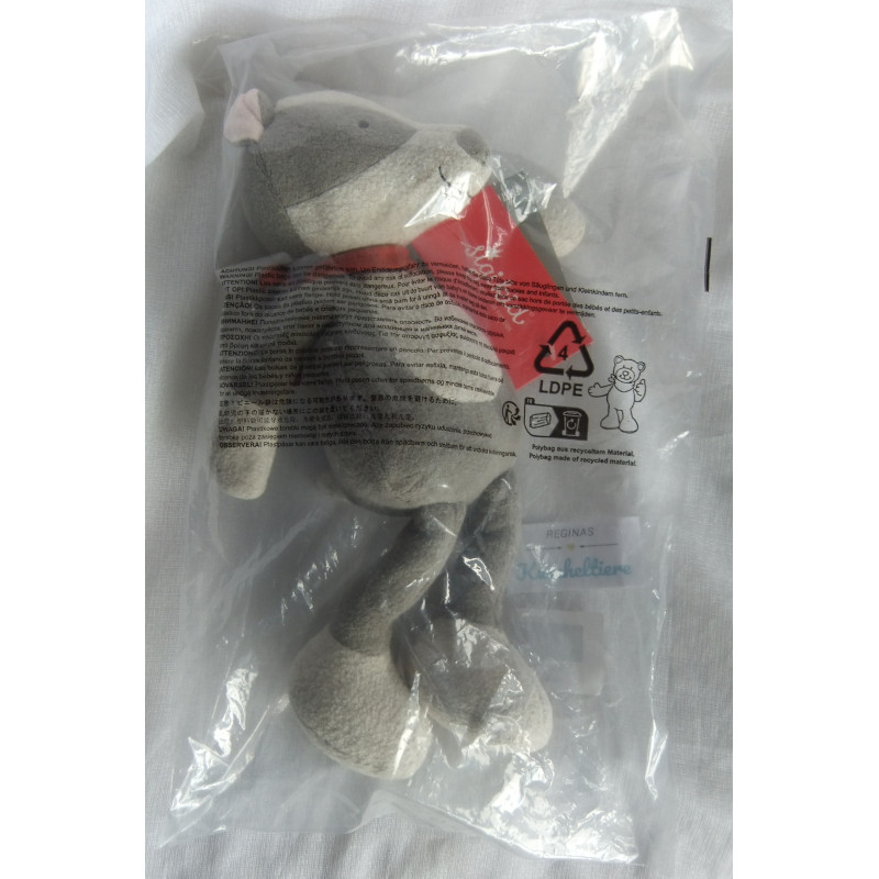 Sigikid - Plüschtier - Dachs Vanilla mit Halstuch - grau, wollweiß, orange  - ca. 30 cm groß - Schlenker
