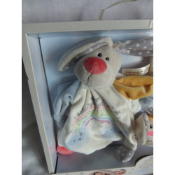 Nici - My first Nici - Geschenkbox - Hase - Schutz-Häschen - Schmusetuch und Rasselgreiflingring mit drei Knisteranhänger
