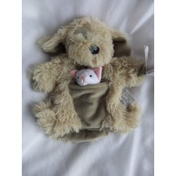 Histoire d'Ours - Plüschtier - Handpuppe - Hund mit kleiner Katze - HO 2371 - ca. 25 cm lang