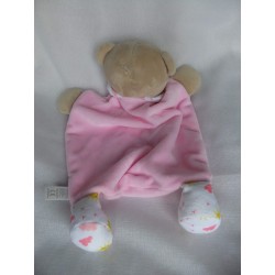Fabric Compostion Snuggle Baby - Schmusetuch - Bär - rosa - ca. 35 cm lang
